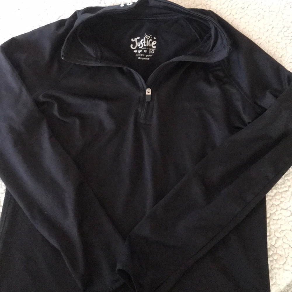 Black justice pullover with zipper
